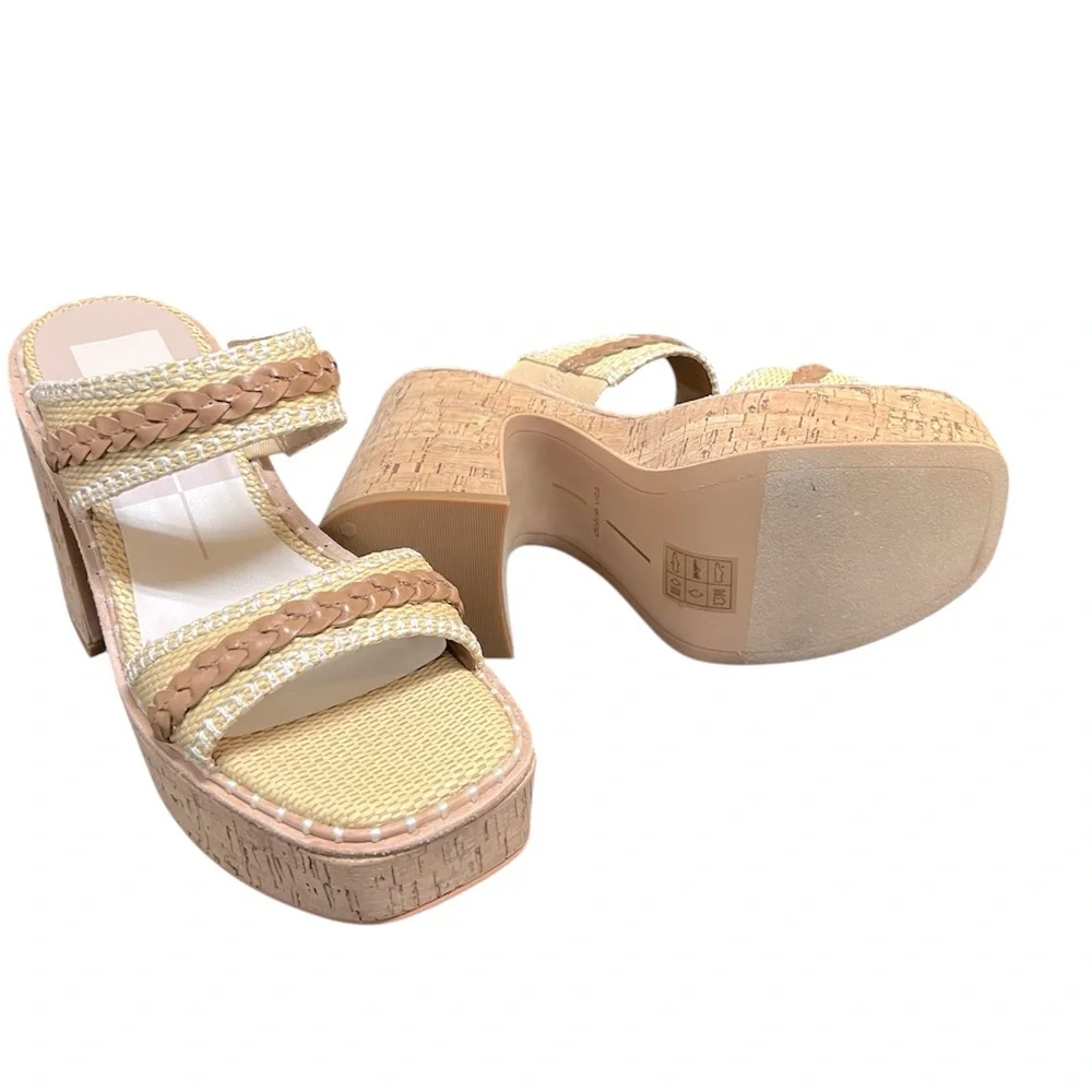 Dolce Vita Whim Heels In Honey Raffia Size 7.5